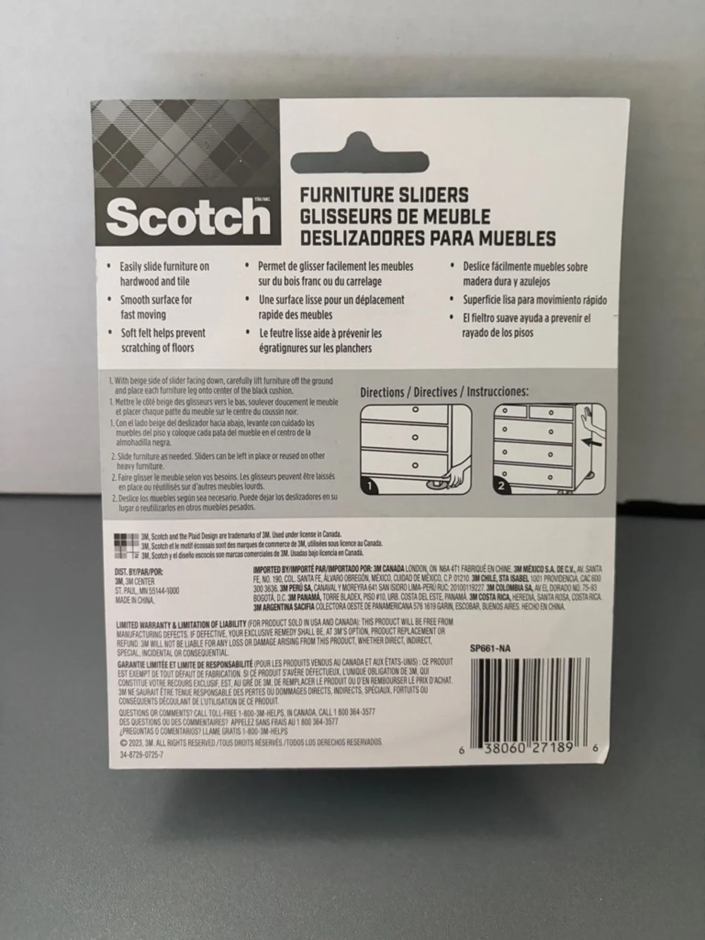Scotch 3M Beige Felt Furniture Sliders Pack of 4 Floor Protection New